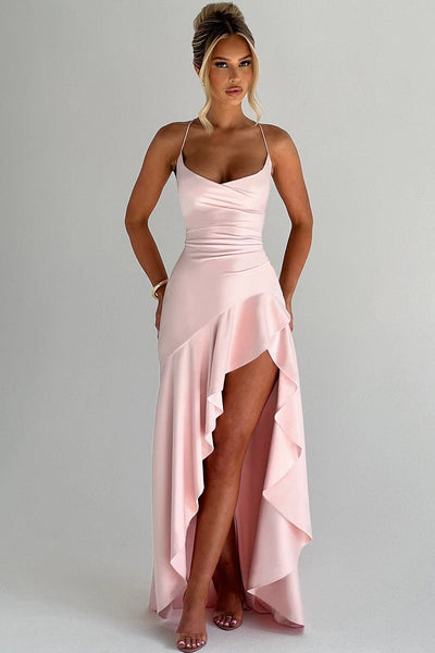 Ceres - Satin Ruffle Maxi Dress